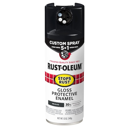 Rust-Oleum Spray Paint, Ink Black, Gloss, Solvent, 12 oz 380397